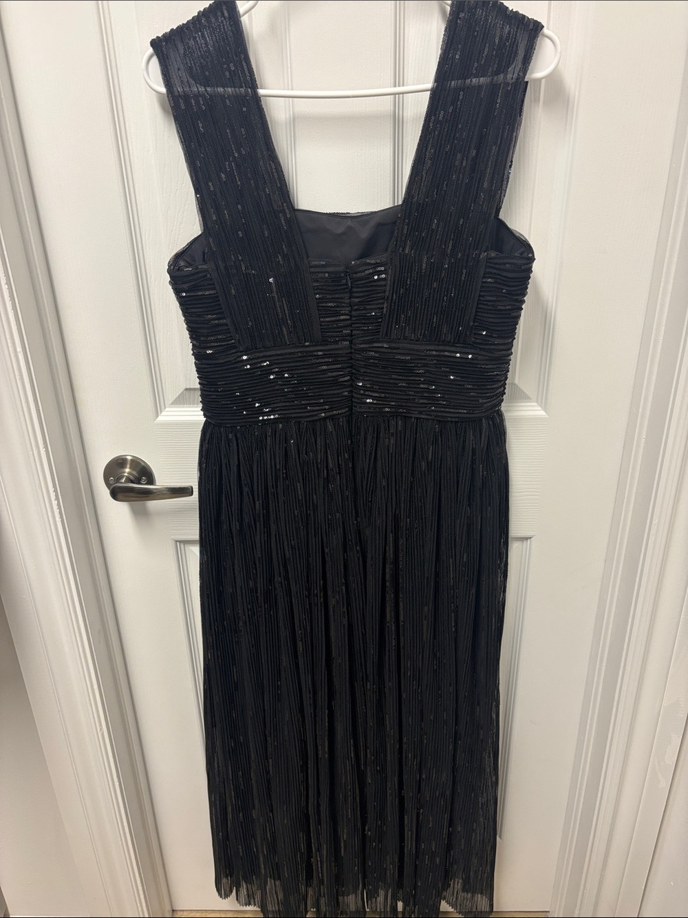 Halston Heritage Black Sequin Pleated Wedding Guest Dress - Picture 9 of 12